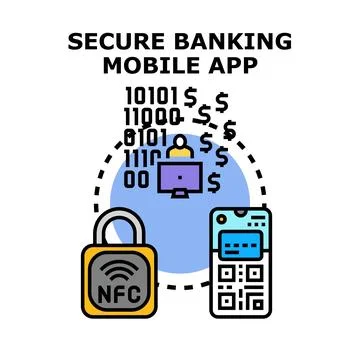 Secure banking mobile app and online payments イラスト素材