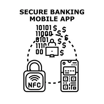 Secure banking mobile app and online payments Stock Illustration