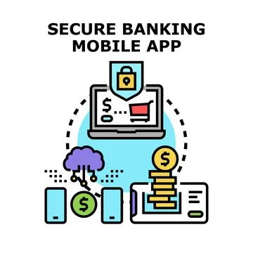Secure banking mobile app financial transaction concept Stock Illustration