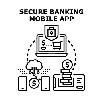 Secure banking mobile app financial transaction concept Stock Illustration