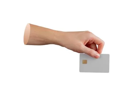Secure banking technology symbol: hand presenting plastic card with golden ch Stock Photos