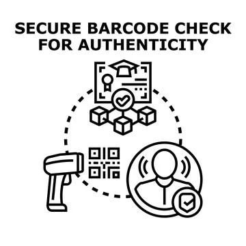 Secure barcode verifying authenticity and digital identity 스톡 일러스트
