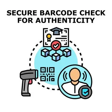 Secure barcode verifying authenticity and digital identity 스톡 일러스트