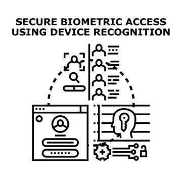 Secure biometric access using device recognition vector Stock Illustration