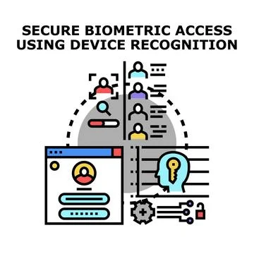 Secure biometric access using device recognition vector Stock Illustration