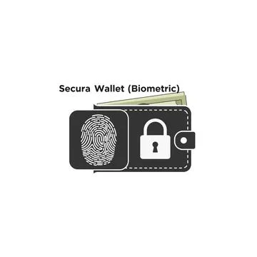 Secure biometric wallet with fingerprint scan and padlock icon Stock Illustration