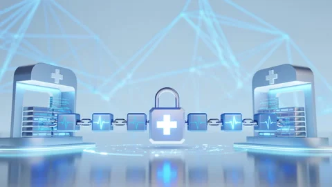 Secure Blockchain Network for Healthcare Data Management and Protection Video stock 337818518