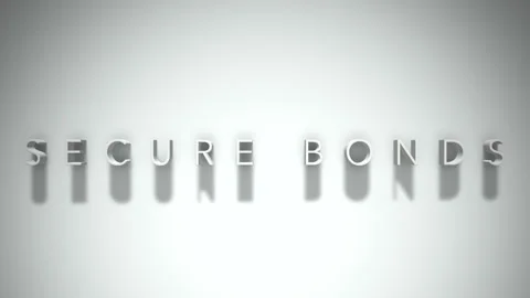 Secure bonds 3D title animation white text on a white background Stock Footage 299370661