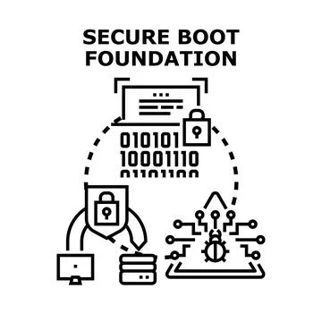 Secure boot foundation for cybersecurity protection Stock Illustration