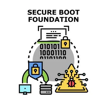 Secure boot foundation for cybersecurity protection Stock Illustration