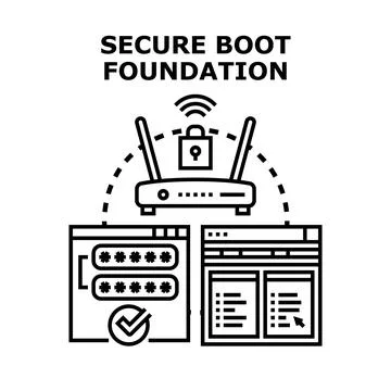 Secure boot foundation providing network data protection Stock Illustration