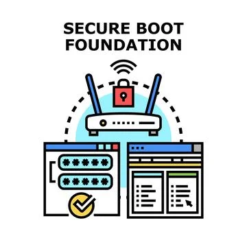 Secure boot foundation providing network data protection Stock Illustration