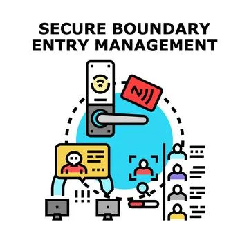 Secure boundary entry management access control system Illustrazione stock