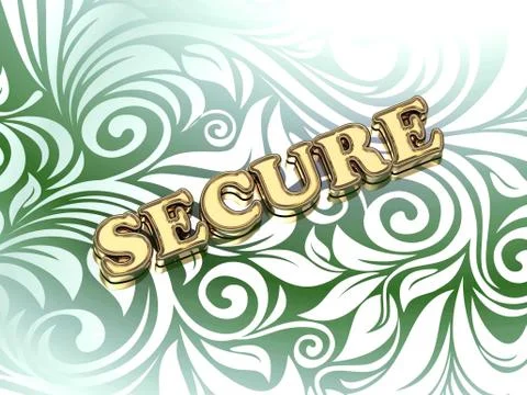 SECURE  bright color letters on nice green ornament background Stock Illustration