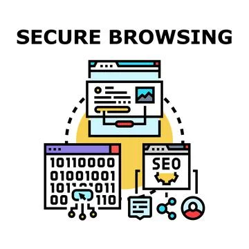 Secure browsing concept with data protection and seo optimization Stock Illustration