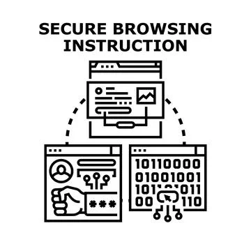Secure browsing instruction for data protection and online safety 库存插图