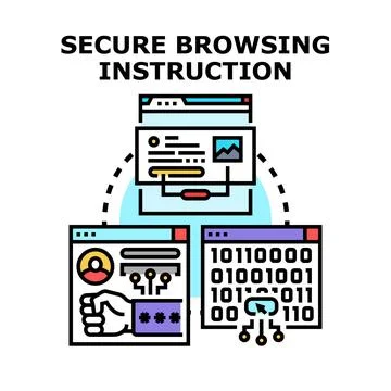 Secure browsing instruction for data protection and online safety Stock Illustration