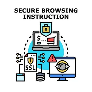 Secure browsing instruction diagram protecting online data イラスト素材