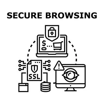 Secure browsing internet data protection concept Illustrazione stock