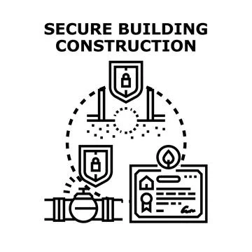 Secure building construction process and safety management イラスト素材