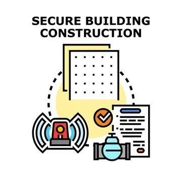 Secure building construction vector concept illustration 스톡 일러스트