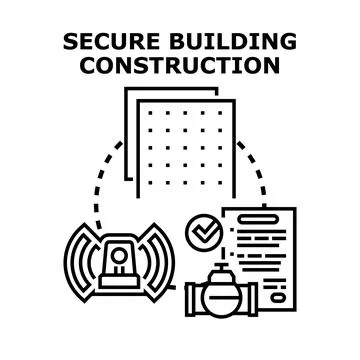 Secure building construction vector concept illustration Stock Illustration