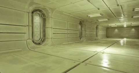 Secure bulkhead door with visible seams and precise technical construction Stock Footage 333559282