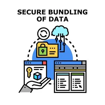 Secure bundling of data conceptual illustration Stock Illustration
