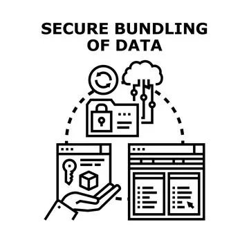 Secure bundling of data conceptual illustration Stock Illustration