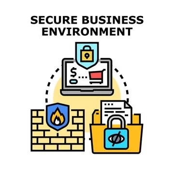 Secure business environment concept for data protection Stock Illustration