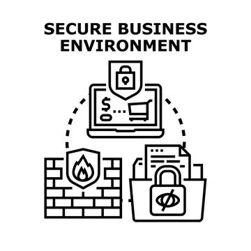 Secure business environment concept for data protection Stock Illustration