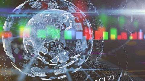 Secure business online with safe encrypted data transfer protection with blockch Stock Footage 79938356