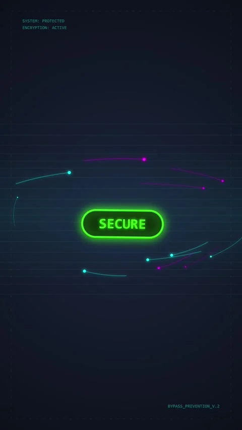 Secure Button Glowing Neon Green Cyber Security Digital Network Abstract Ba.. Stock Footage 348816936