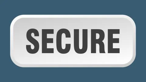 Secure button. secure square 3d push button Illustrazione stock