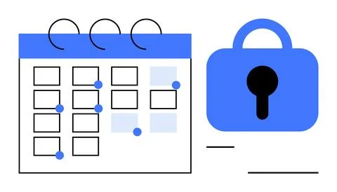 Secure Calendar Planning with Visual Elements for Data Protection Stock Illustration