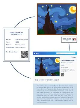 Secure certificates of authenticity of the art with blockchain technology 스톡 일러스트