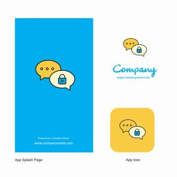 Secure chat Company Logo App Icon and Splash Page Design. Creative Business A Stock Illustration