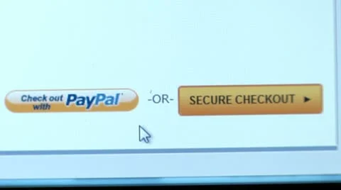 "Secure Chechout", "Check out with PayPal" buttons. Internet Shopping. Stock Footage 10757529
