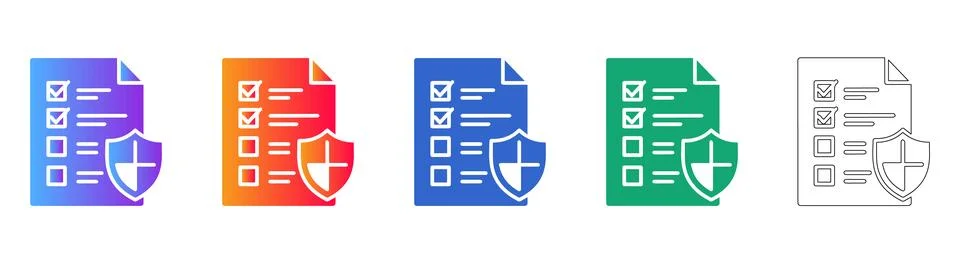 Secure Checklist and Document Icon Set Stockillustratie