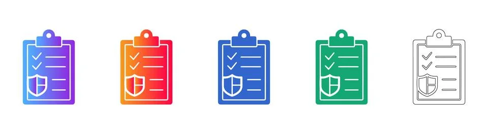 Secure Checklist Clipboard Icons Document and Protection Graphics Stock Illustration