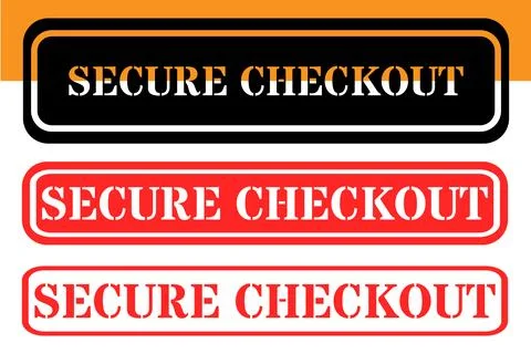 Secure checkout badges with stencil font and bold borders Stock Illustration
