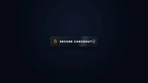 Secure Checkout Button Animation Padlock Shield Icons Online Transactions Video stock 332695089