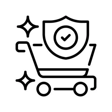 Secure Checkout Line Icon, Outline Symbol for Safe Payment, Encrypted Proce.. Stock Illustration