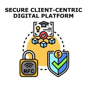 Secure client centric digital platform concept illustration Stock Illustration