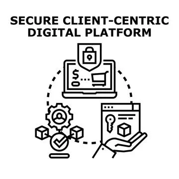 Secure client centric digital platform concept illustration Stock Illustration