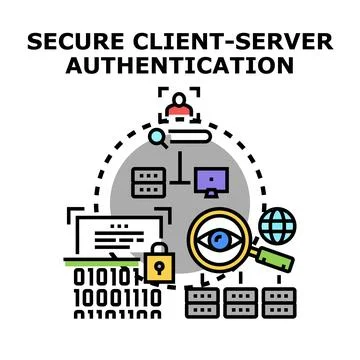 Secure client server authentication concept illustration 库存插图