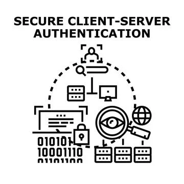 Secure client server authentication concept illustration 库存插图