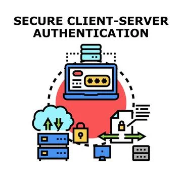 Secure client server authentication process accessing data Stock-Illustration