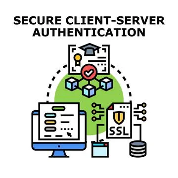 Secure client server authentication protecting data online イラスト素材