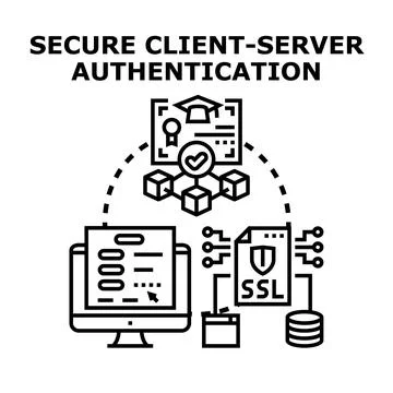 Secure client server authentication protecting data online イラスト素材